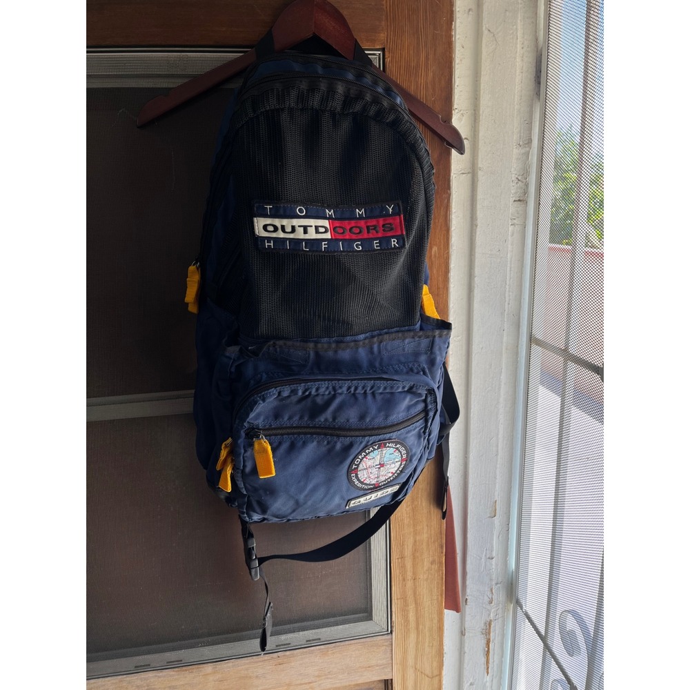 Tommy Hilfiger Outdoors Backpack Blue Nylon Vintage Hiking Travel Bag